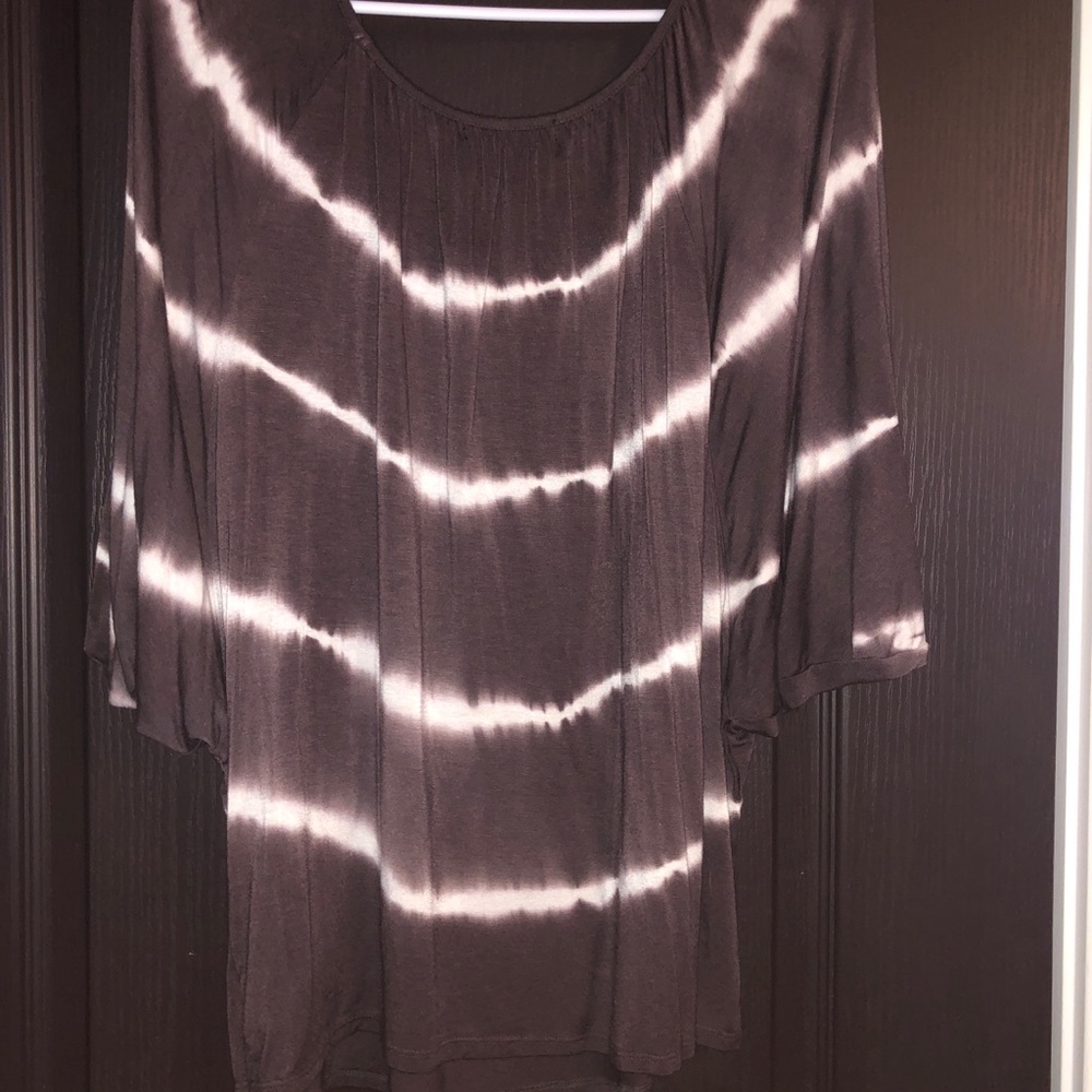 Brown & White Tie Die Top
